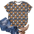 thumbnail image 3 of Women's Halloween Graphic T Shirts Cute Ghost and Pumpkin Pattern Print Short Sleeve Crewneck Casual Fall Tops Lightweight Comfortable Holiday Tees, 3 of 8