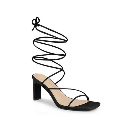 

Allegra K Women s Lace Up Strappy Block High Heels Sandals