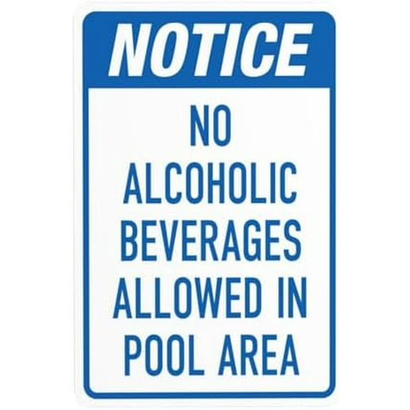 No Alcoholic Beverages Allowed in Pool Area Warning Sign, Pool Rules Security Metal Signs for Home Busines Outdoor Indoor Garage Street Wall Caution Decor 8 x 12 Inch