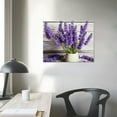 thumbnail image 4 of PIKWEEK  Vintage Flower Wall Art Bathroom Purple Lavender Picture Painting Grey Wood Rustic Posters and Prints Botanic Canvas Artwork Living Room Bedroom Home Farmhouse Kitchen, 4 of 5