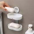 thumbnail image 2 of Huayishang Bathroom Shelf Double Layer Soap Rack Bathroom Drain Soap Box Suction Cup Soap Rack Wall Mounted Storage Rack Dark Blue, Kitchen Essentials Clearance Sale Dark Blue, 2 of 3