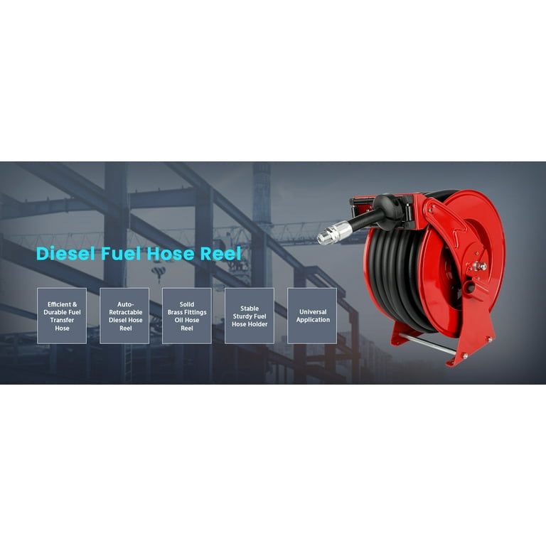 Fitnet Fuel Hose Reel Retractable with Fueling Nozzle 3/4 x 66