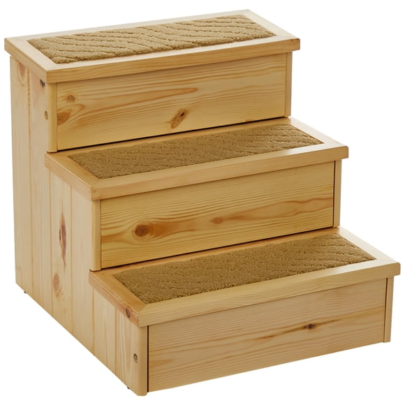 Escaleras para perros TRIXIE de madera con 3 peldaños, alfombra antideslizante y espacio de almacenamiento
