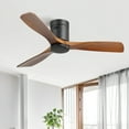 thumbnail image 6 of Sofucor 52 Inch Solid Wood Ceiling Fan Without Lights Flush Mount Ceiling Fan with Remote Control-Wood Blades Modern Outdoor Ceiling Fans No Light, Brown Black, 6 of 13
