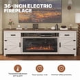 thumbnail image 2 of LazySunsets 80" Farmhouse Fireplace TV Stand for TVs Up to 90 Inches, Media Console with 36" Color Changing Electric Fireplace Insert, Barn Doors, Storage Drawers & Adjustable Shelves, White, 2 of 7