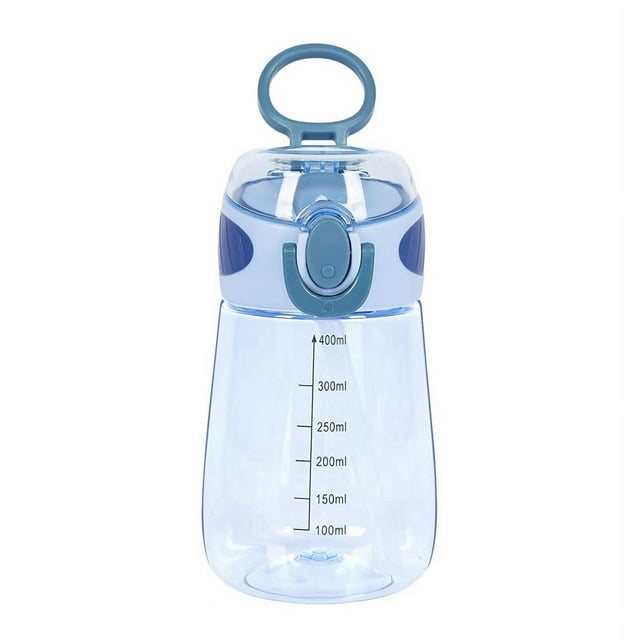 400Ml Water Bottle with Straw Drinking Bottle for Toddlers with Handle Wide Mouth Leak-Proof Cute Straw Bottle A