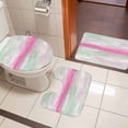 thumbnail image 5 of Abstract Sunset Bathroom Rugs Set Pink Green White Gradient Modern Oil Painting Non Slip Absorbent Soft Bath Mats 3 Piece Set with Bathroom Rug, U-Shaped Floor Mat, Toilet Seat Cover Large Size, 5 of 9