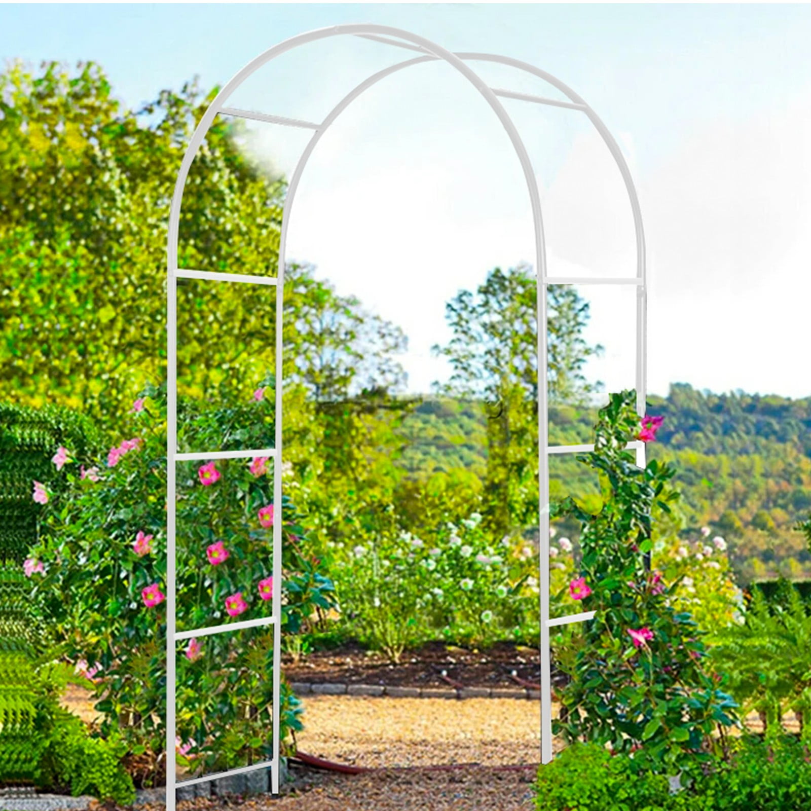 7.9FT Outdoor Yard Lawn Garden Metal Arch Arbour Plant Support Wedding Decor USA 