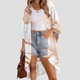thumbnail image 5 of Xdegoge Kimono Cardigans for Women Open Front Half Sleeve Boho Tropical Print Cover Up Sheer Chiffon Duster Lightweight Summer Casual Daily Outerwear, 5 of 9