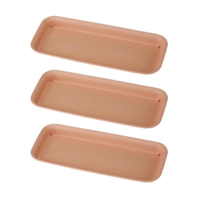3x Saucers rectangulares Saucers Bandejas de flores Bandejas de jardinería bandeja de la ventana bandeja de agua Bandeja para el dormitorio interior marrón l