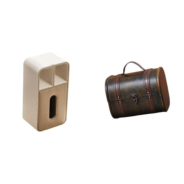 caja de pañuelos,Funda para caja de pañuelos de cuero sintético para dormitorio,Caja de almacenamiento de toallas de papel para sala de estar que ahorra espacio,Estuche organizador de