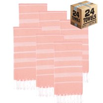 PADISHAHHOME Turkish Beach Towels, Bulk Case of 24 | Oversized, Quick Dry, Sand Free | 100% Cotton, Large 38x71" Towels for Beach, Pool, Travel | Ultra-Soft, Compact, Absorbent | Salmon