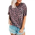 thumbnail image 2 of Trendfront Womens Leopard Print T Shirts With Cheetah Print Accent Crewneck Short Sleeve Relaxed Fit Casual Summer Everyday Animal Graphic Tee Tops, 2 of 8