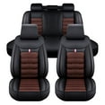 thumbnail image 3 of Maidao Car Seat Covers Leather Set for Volkswagen for ID.4 2020-Present 5 Seats Compatible Airbag Waterproof Front Rear Cushion Protector Black and Coffee, 3 of 7