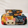 thumbnail image 5 of jejeloiu Cartoon Cat Wildflower Bed Spread Queen Kids,Colorful Garden Print Queen Coverlet Set,3 Pieces, 5 of 7