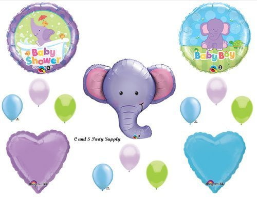 elephant with balloons baby shower