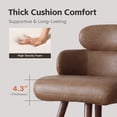 thumbnail image 6 of HomeZeer 26" Swivel Bar Stools Set of 4, Dark Brown PU Leather with Back & Footrest, Solid Wood Legs Anti-Slip Base, Counter Height Stools for Kitchen Island, 6 of 10