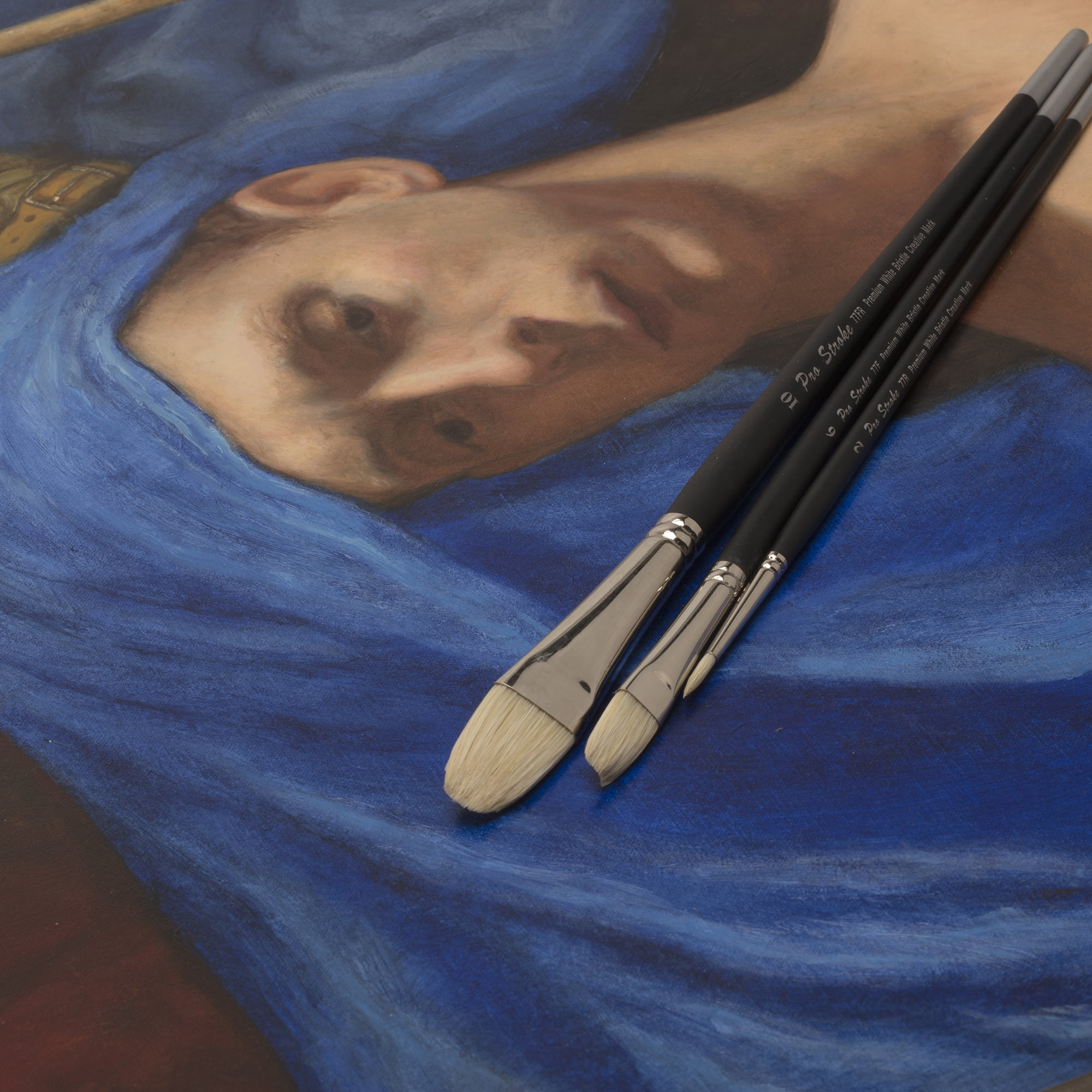 Creative Mark Pro Stroke Premium White Chungking Hog Bristle Artist Paint Brush - Value Set of 15 - Natural Bristle Brush w/ Great Control Suitable for Oils, Watercolors, Acrylics, Alkyds, Caseins