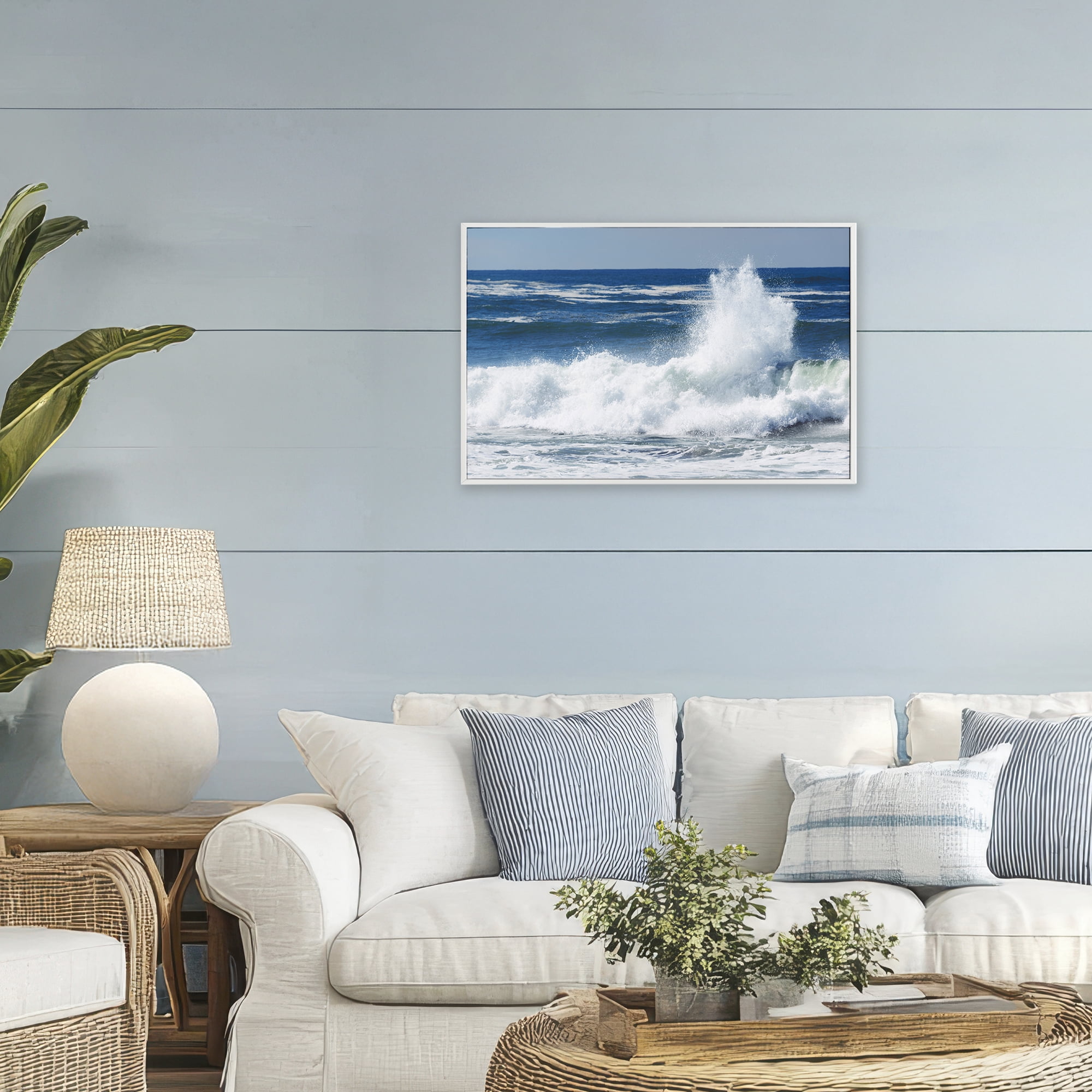 Stupell Industries Crashing Waves Splash White Framed Giclee Art, design by JLM Photographs