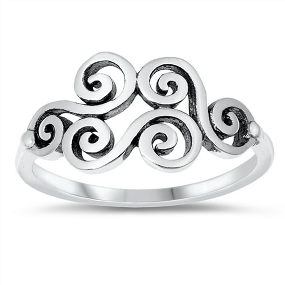 Filigree Swirl Spiral Wave Curl .925 Sterling Silver Band Jewelry Female Male Unisex Size 6