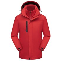 Kmdttou Women's Windproof Jacket Waterproof Warm Winter Snow Coat Mountain Windbreaker Hooded Raincoat Jacket Red 3XL