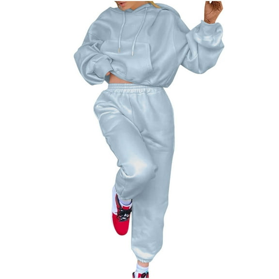 Honeeladyy Women's Casual Color Long Sleeved Hoodie Trousers Sweatershirt Sports Suit