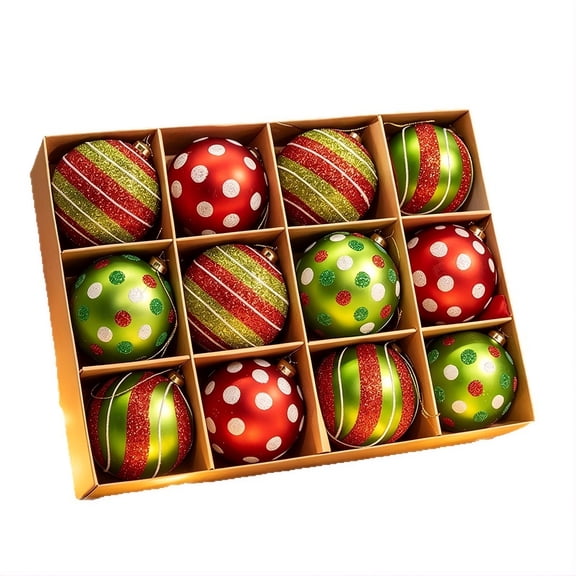 JESTAR Christmas Ball Ornaments Glitter 12 Count 8 cm