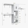 thumbnail image 5 of VivaVista 8FT Wooden Closet System | Walk-In Wardrobe Organizer with 4 Drawers, 3 Shelving Towers, Built-In Garment Rack, 1000 LB Capacity, White, 5 of 10