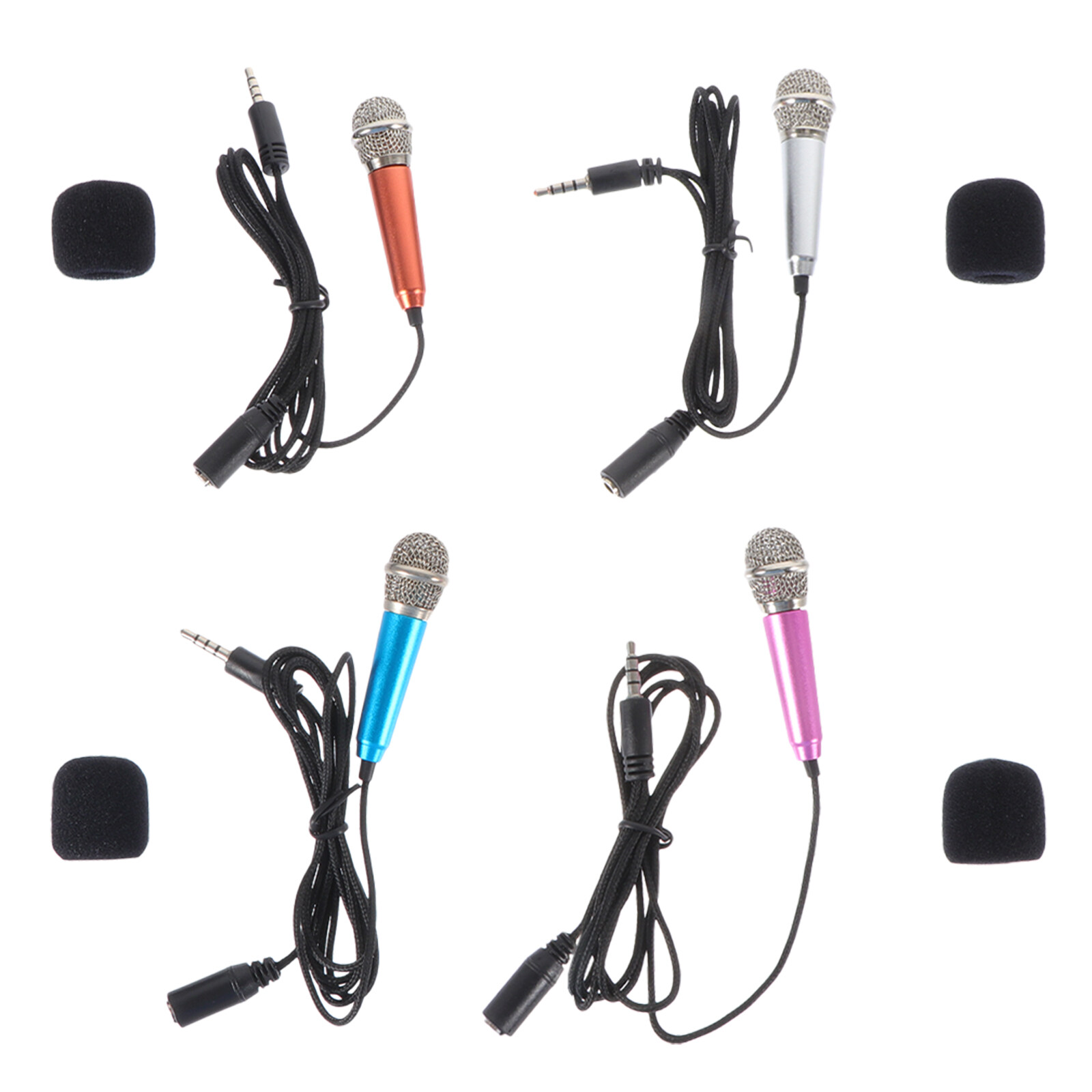 4Pcs Cell Phone Microphones Earphone Handheld Mini Microphones for Home