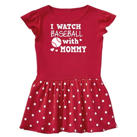 

Inktastic I Watch Baseball with My Mommy Gift Toddler Girl Dress