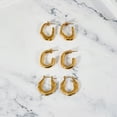 thumbnail image 3 of JeenMata Juego de Regalo de 3 Pares de Aretes para Mujer en Baño de Oro Amarillo, Livianos, Gruesos, con Aro Tipo Huggie, Juego de Regalo de Aretes para Toda Ocasión, 3 of 5