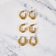 thumbnail image 3 of JeenMata Juego de Regalo de 3 Pares de Aretes para Mujer en Baño de Oro Amarillo, Livianos, Gruesos, con Aro Tipo Huggie, Juego de Regalo de Aretes para Toda Ocasión, 3 of 5