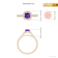 thumbnail image 4 of ANGARA Natural Classic Cushion Amethyst Ring with Diamond Halo in 14K Rose Gold for Women (Size-5mm) | February Birthstone, Birthday, Anniversary, Jewelry Gift for Women | Natural Amethyst Ring, 4 of 9