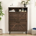 thumbnail image 4 of Veanerwood Farmhouse Freestanding Shoe Cabinet with 2 Flip Drawers for Entryway, Dark Rustic Oak, 4 of 9
