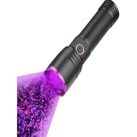 30W 365nm UV Flashlight USB Rechargeable UV Light High Power Black Light Flashlight for Pet Urine Detection Resin Curing Minerals Blood Tracking Scorpion Rockhounding Yooperlites A/C Leak Detect