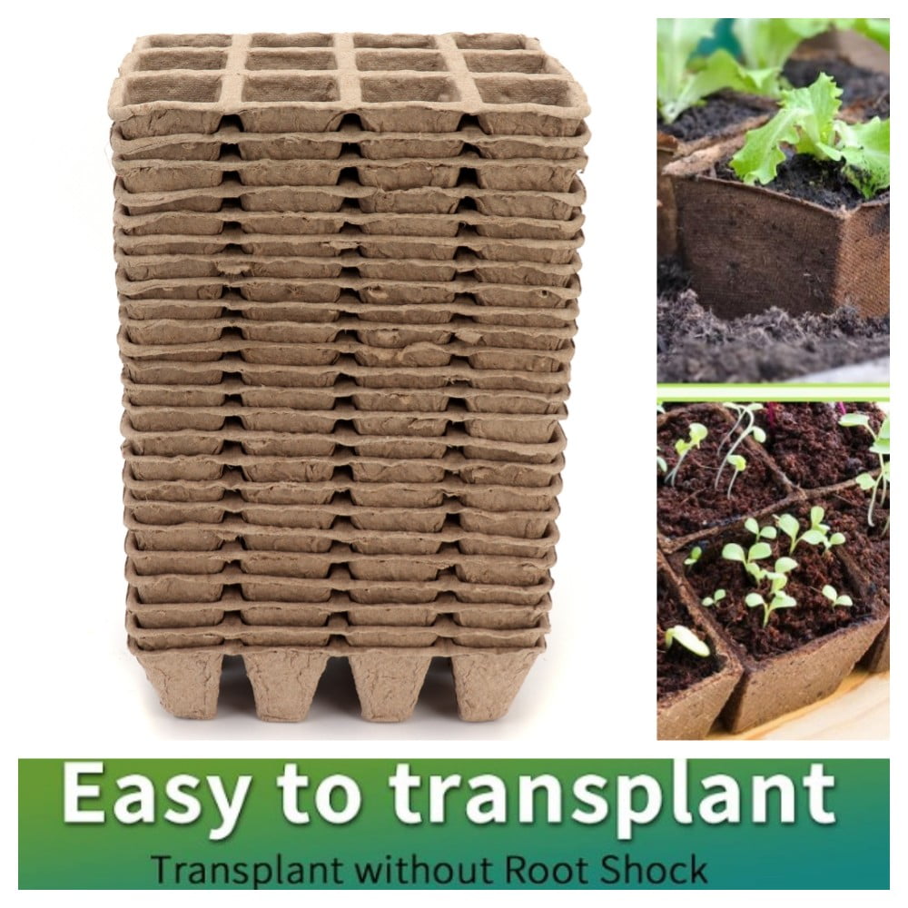 24pcs Peat Seedling Start Trays 288 Cells Biodegradable Seedling Plant