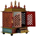 thumbnail image 2 of Wooden MDF Ethnic Rajisthani Multi Colored Temple / Devghar / Pooja Mandap / Indian Hindu Pooja Temple / Wall Hanging And Table Top Mandir, 2 of 3