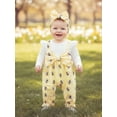 thumbnail image 5 of BemeyourBBs Newborn Baby Girls Bee Outfit Cute Bee Print Ruffle Long Sleeve Romper Fake Two-Piece Jumpsuit with Bowknot Headband Inffant Baby Girl Fall Winter Spring Clothes, 5 of 9