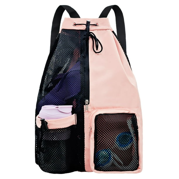 Mochila de playa lifwimner, bolsa de natación impermeable de malla, rosa