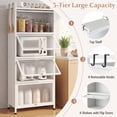 thumbnail image 3 of Giantex 5-Tier Kitchen Storage Cabinet, Mobile Microwave Stand, Bread Rack Coffee Stand, Bakers Rack w/Flip Door Cabinets, White, 3 of 8
