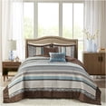 thumbnail image 5 of JERFIT Blue 5-Piece Jacquard Reversible Quilt Set King Size with Decorative Pillows, Cotton Blend Bedding Ensemble, 5 of 9