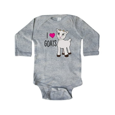 

Inktastic I Love Goats- cute goat Gift Baby Boy or Baby Girl Long Sleeve Bodysuit