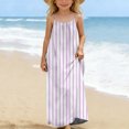 thumbnail image 6 of Ashyfjp Girls Dresses Casual Striped Printed Sleeveless Camisole Pajamas with Drawstring, Trendy Loose Comfortable Breathable Sundress for Girls, Size 5-14, 6 of 9