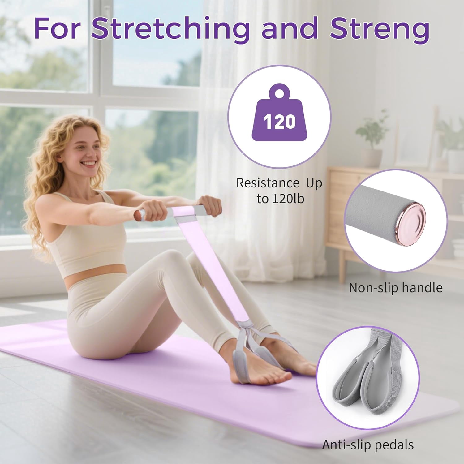 JJEAN-Resistance Bands for Women Men - Non-Slip Exercise Bands for Glutes, Legs, Arms & Full Body Workout, Home Gym Strength Training, Physical Therapy
