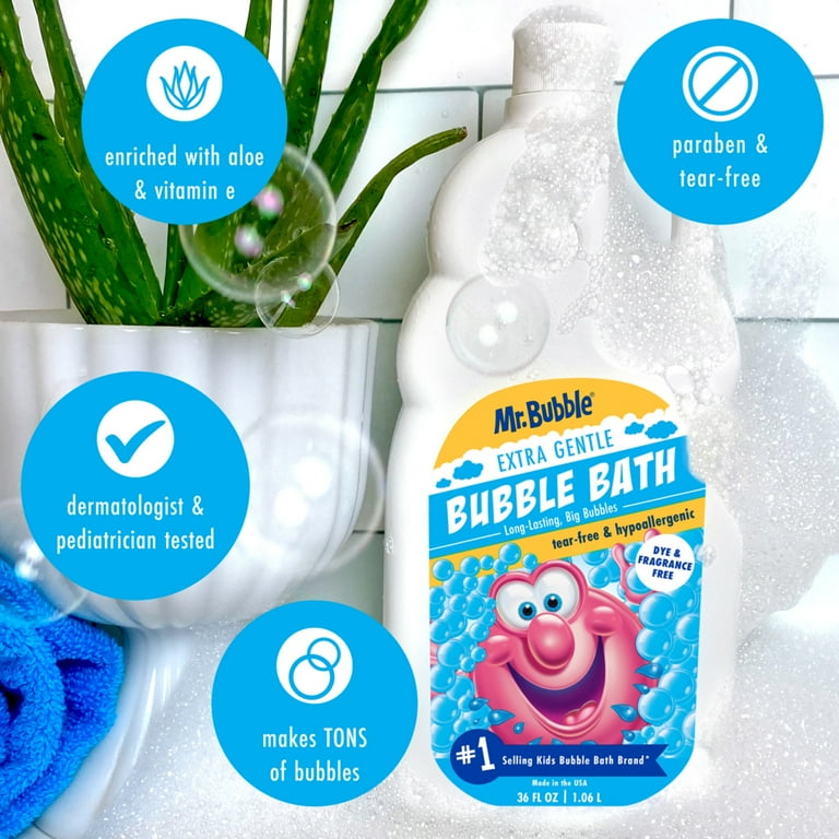 Mr. Bubble Kids Extra Gentle Bubble Bath, Safe, Unscented, Dye and
