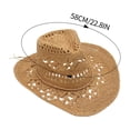 thumbnail image 3 of Clossjun Men Women's Western Cowboy Cowgirl Straw Hat with Shapeable Brim Unisex Hollow Out Woven Roll Up Summer Sun Hat, 3 of 3