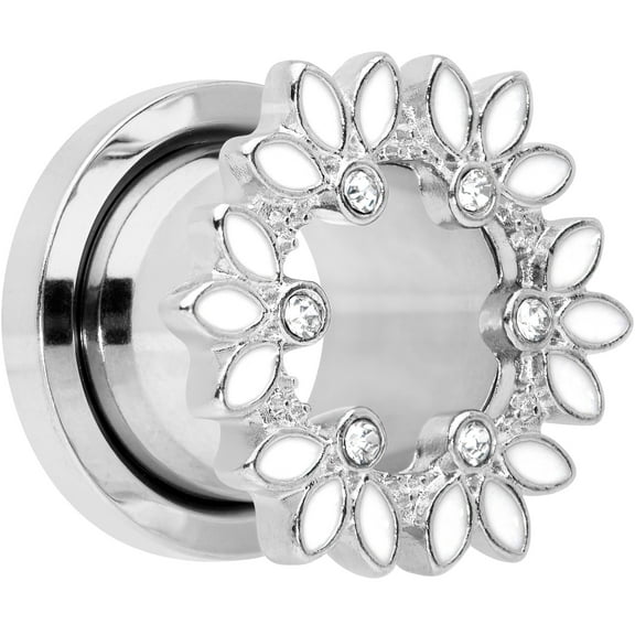 Body Candy 2Pc Womens 316L Steel White Leaves 7/16" Double Flare Screw Fit Tunnel Plug Ear Plug Gauges Set