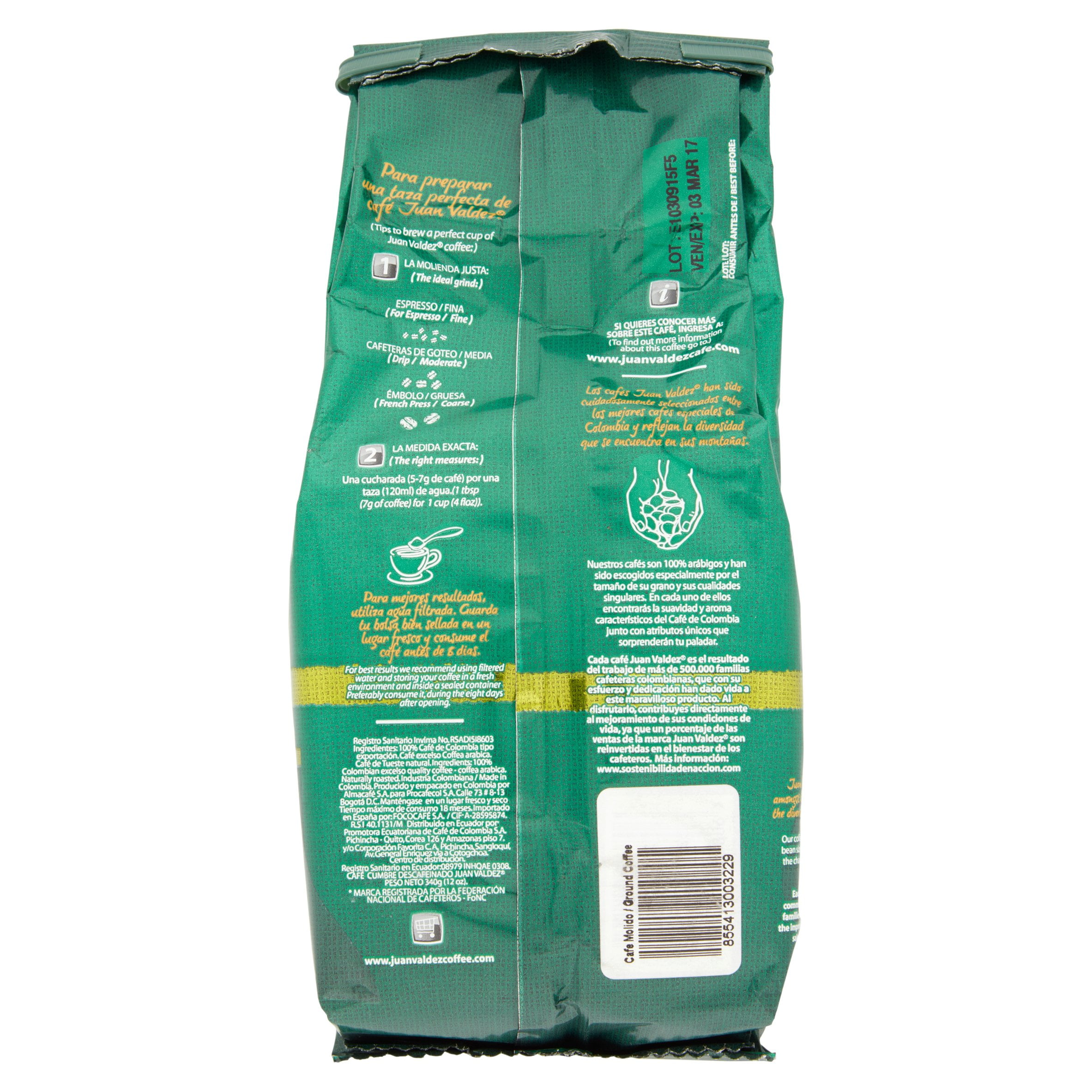 Juan Valdez Premium Selection Decaffeinated Cumbre Ground Coffee, 12 Oz