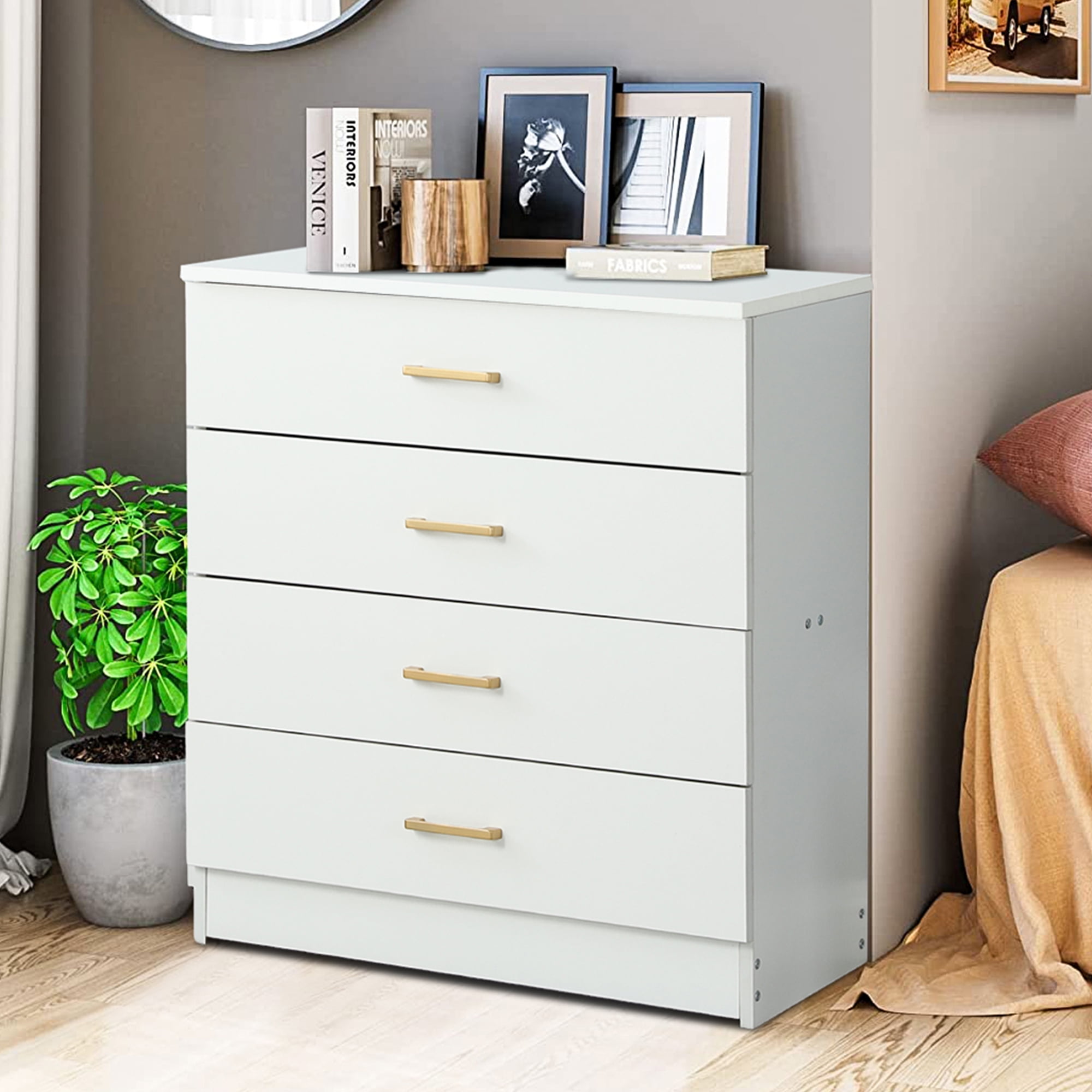 New 4-Drawer Modern Mainstays Dresser Chest Bedroom Storage Wood Furniture LJ 