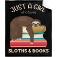 thumbnail image 5 of Just a Girl Who Loves Sloths and Books Blanket Lightweight Cozy Flannel Fleece Throw Blanket Best Gift Home Decor for Bed Couch Outdoor Camping 80"x60" Queen for Adults, 5 of 6